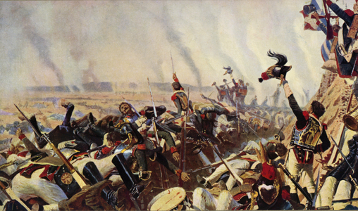 The end of the battle of Borodino (colour litho)