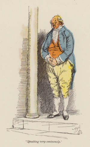 Illustration for Cranford by Mrs Gaskell (coloured engraving)
