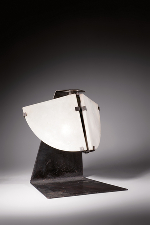 LP180 table lamp, c.1923 (patinated wrought iron & alabaster)