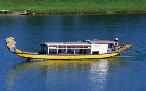 Vietnam: Dragon boats on the Song Huong or Perfume River, Hue