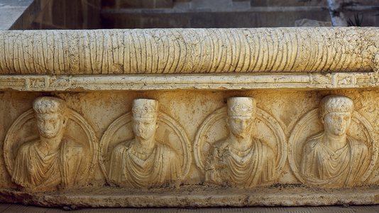 Roman art. Syria. Portraits. Relief. Gardens of Palmyra Archaeological Museum. Tadmor.