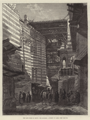 The late Crisis in Egypt, the Gourieh, a Street in Cairo (engraving)