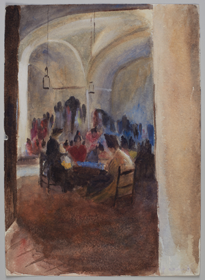 Tobacco Factory, Seville, 1900. Pencil and watercolor