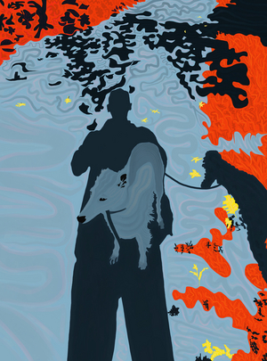 Dog In Man's Shadow Brooklyn (digital art)