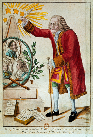 Voltaire (hand-coloured etching)