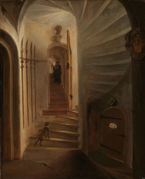 Portal of a stairway in a tower, 1640 (oil on panel)