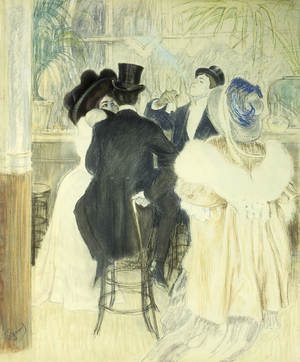 Figures in a cafe (pastel on paper)