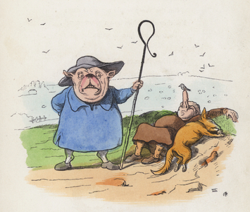 The lazy shepherd (coloured engraving)