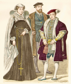 Mary Stuart, Douglas of Angus and Edward VI, 16th century (copper plate print)