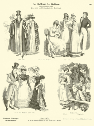 German costumes, first half of 19th Century (engraving)