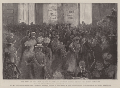 The News of the King's Illness in Scotland, Glasgow Citizens reading the Latest Bulletins (engraving)