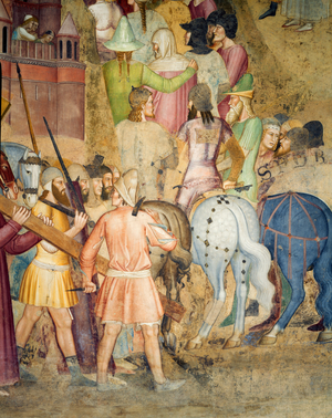 Soldiers, horses and trappings, detail from The Procession to Calvary, 1365-67 (fresco)