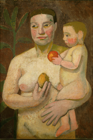 Mother and child (oil on canvas)