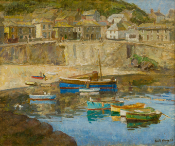 Mousehole Harbour, c.1920 (oil on canvas)