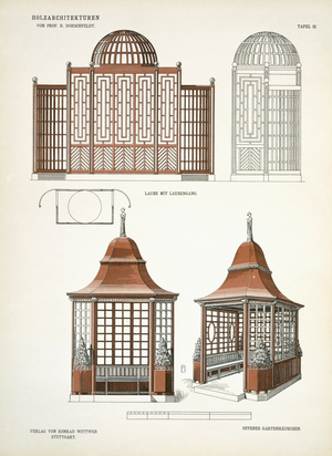 Architecture in Wood, c.1900 (colour litho)