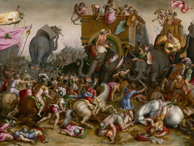 The Battle of Zama, after 1567 (oil on panel)