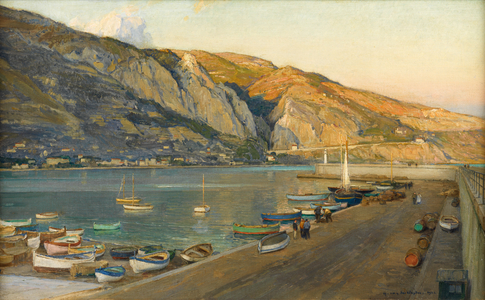 The Harbour at Menton, Cote d'Azur, 1932 (oil on canvas laid on board)