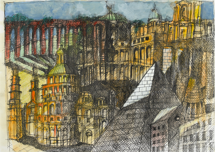 Untitled, assumed date 1995 (colored pencils, pastel and pen on paper)
