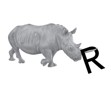 R is for Rhinoceros , 2018 (graphite pencil & digital)