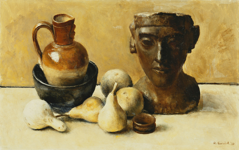 Akenaten and Gourds, 1973 (oil on board)