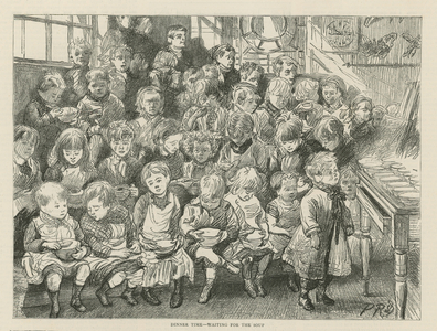 Dinner time - waiting for the soup (engraving)