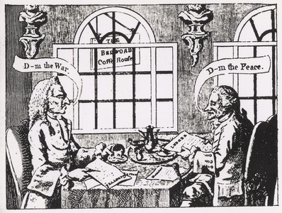 The Bedford Coffee House, Covent Garden, in the middle of the eighteenth century (engraving)