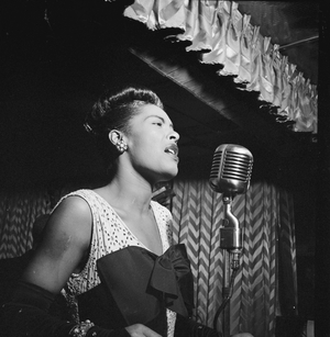 Portrait of Billie Holiday, Downbeat, New York, N.Y., c. Feb. 1947 (b/w photograph)
