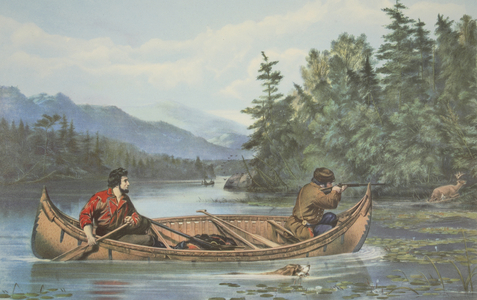 American Hunting Scenes, 'A Good Chance' ,  pub. 1863, Currier & Ives (colour litho)