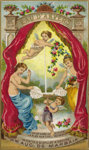Angels and Cherubs pouring Water (chromolitho)