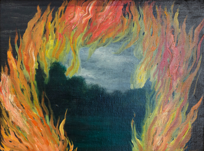 Landscape on fire (Le paysage en feu), 1928, René Magritte (oil on canvas)