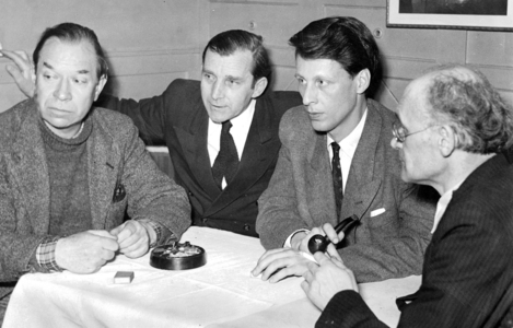 Hans Henny Jahnn with Uhse, Hermlin and Schmitt Sulzbach (b/w photo)