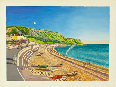 Moon over the West Wears on the Isle of Portland, 2015 (acrylic on paper)