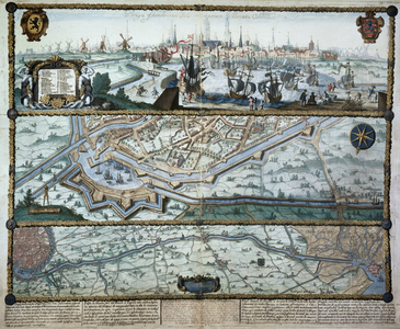 A view of Bruges, with a plan of Bruges, and a map of the canal between Bruges and Ostend