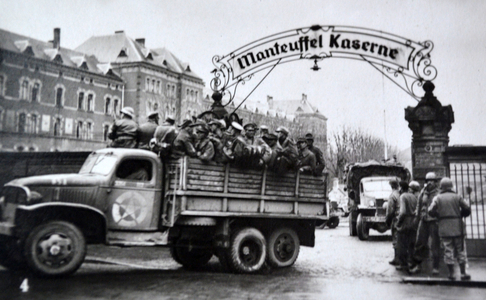 World war two: German prisoners of war evacuated away from Alsace, France 1944