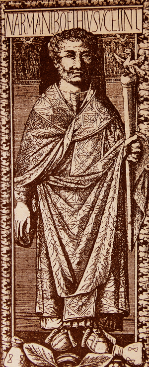 Engraving depicting Anicius Manlius Severinus Boëthius