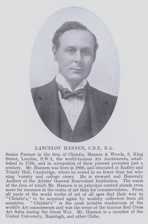 Lancelot Hannen, CBE, BA (b/w photo)