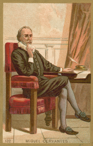 Miguel de Cervantes, Spanish novelist, poet and playwright (chromolitho)