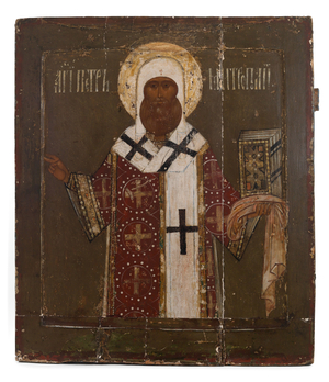 Icon with the Metropolitan Peter, 16th century (tempera on panel)