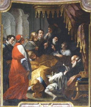 Saint Francis from Paola administering the sacrament to the French King Louis XI at his deathbed 
