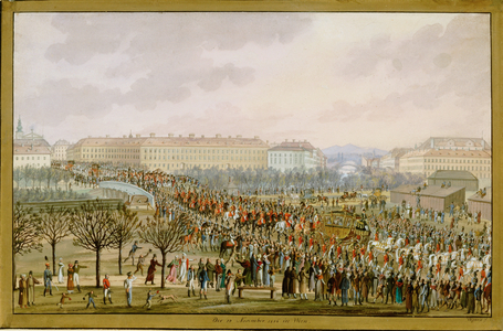 Empress Karoline Augusta, fourth wife of Emperor Franz I, enters Vienna on November 10 … (gouache)
