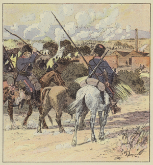 Bivouac des cosaques du general Rennenkampf (colour litho)