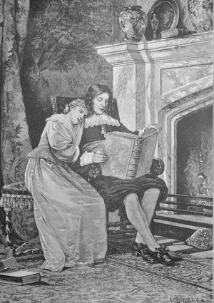 Romantic scene at the fireplace