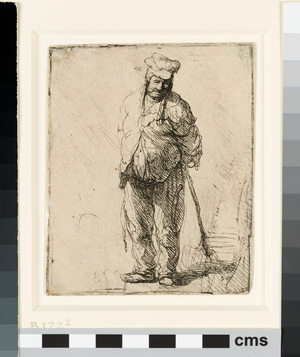 Ragged Peasant with his Hands behind Him, holding a Stick, c.1630 (etching)