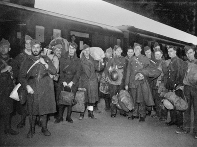 Permissionaries Gare de l'Est, France, 1939 (b/w photo)