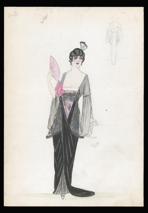 Evening dress, Worth, 1913 (pencil & watercolour on paper)