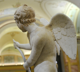 Eros drawing his bow. Marble. Roman work. 2nd century AD.
