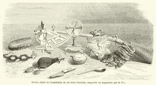 Divers objets de l'expedition de sir John Franklin, repportes en Angleterre par le Fox (engraving)