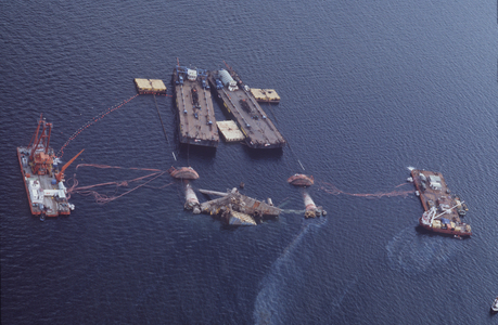 The North Sea 19800328 The accident with the oil drilling platform "Alexander Kielland" shipwreck …, 1980 (photo)