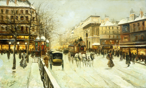 Paris Street Scene (oil on canvas)