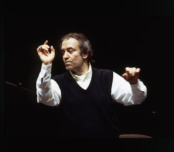 Valery Gergiev - portrait of the Russian conductor, conducting in December 2004. b. 21 September 1953.
